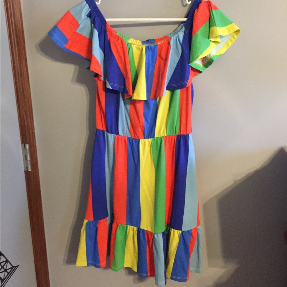 Asos Off Shoulder Sundress Rainbow Stripe size 6